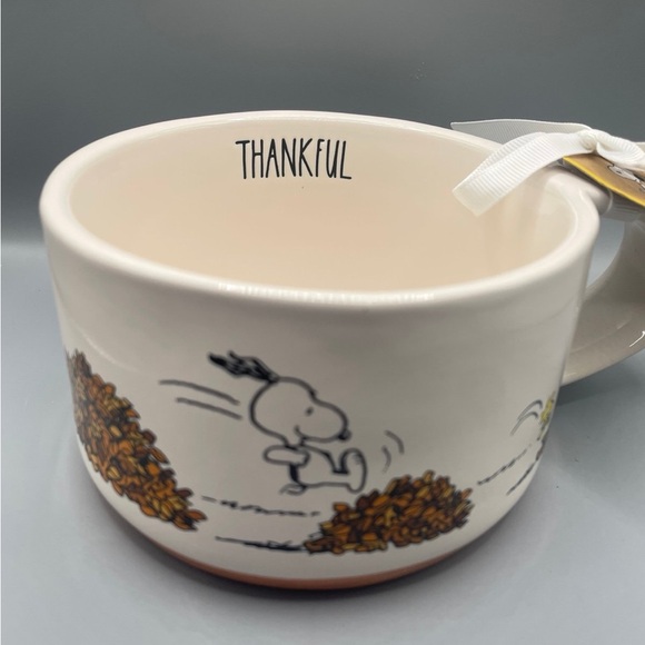Rae Dunn Peanuts Snoopy Fall And Thanksgiving THANKFUL Soup Bowl Mug NEW - Picture 4 of 5